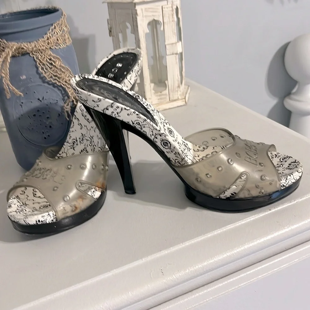 BCBG High Heels Slip On Shoes Open Toe Stilletto